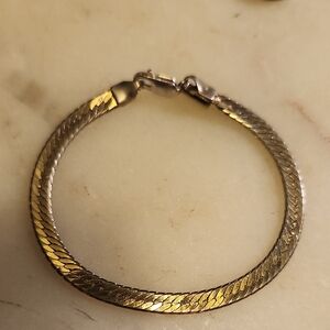 Korea Marked Gold Tone Bracelet Sterling Silver Lobster Claw Clasp